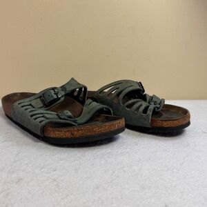 Birkenstock Granada Sage Green Nubuck Leather Double Buckle Sandals Womens 36/5